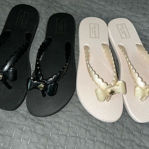 Kate spade flip flops size 8 black and cream like new